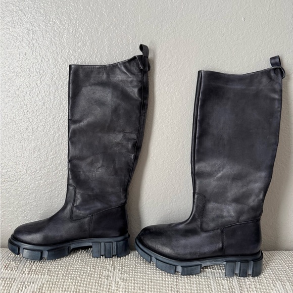 Free People Black Leather Tall Brooks Boots - Picture 5 of 8